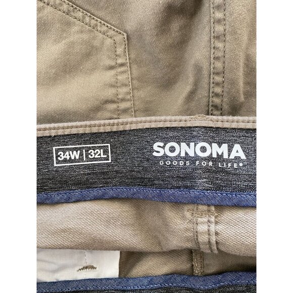 Sonoma Goods For Life Mens Taupe Everyday All-Day Pants Size 34W 32L Flexwear - Picture 4 of 9